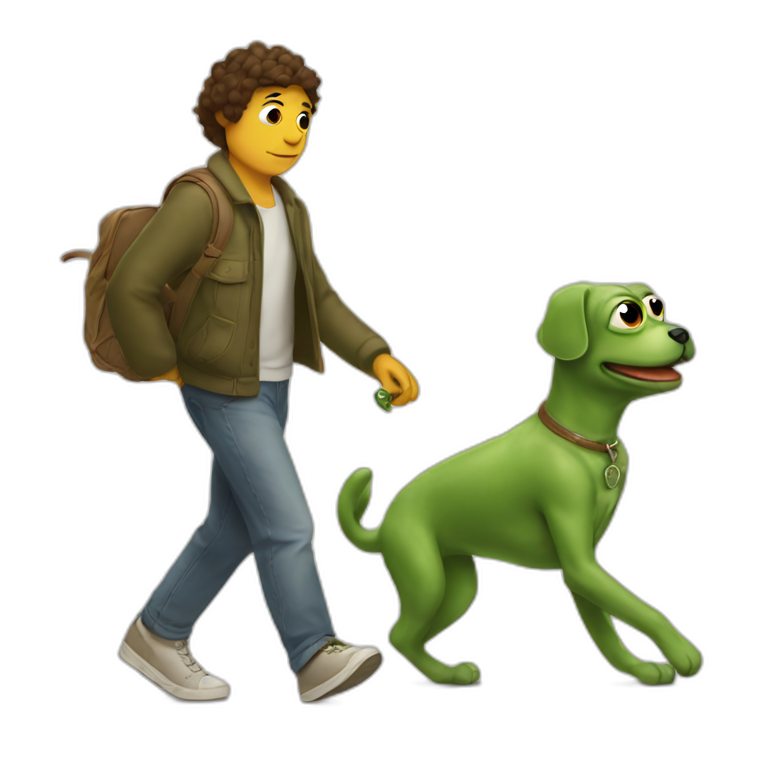 Pepe walking the dog emoji