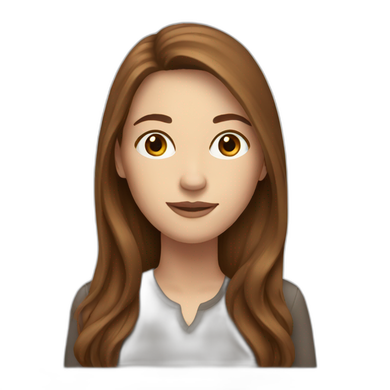 white woman with brown long hair emoji