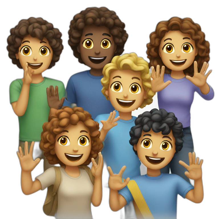 multiple friends waving emoji