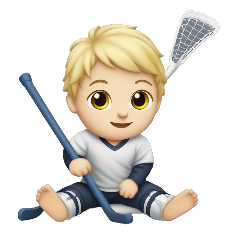 Little baby with hockey stick  emoji