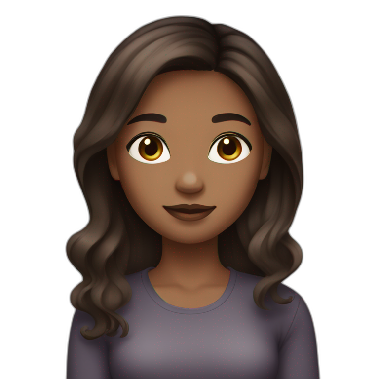 girl with brown skin tone and ombre black to brown hair emoji