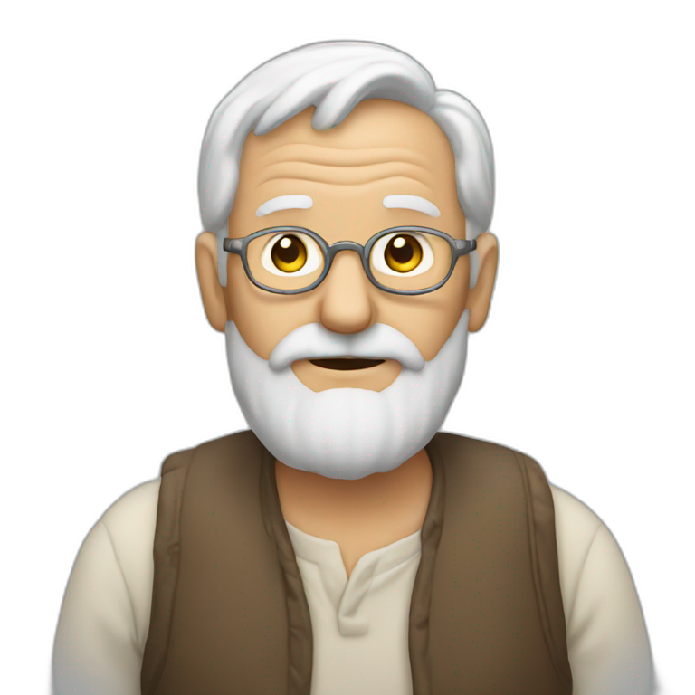 old man with his herat in his hand emoji