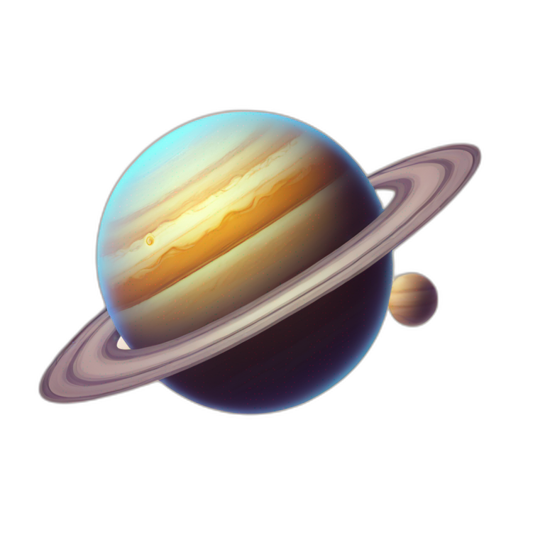 planet Saturn with a cartoon smirking face emoji