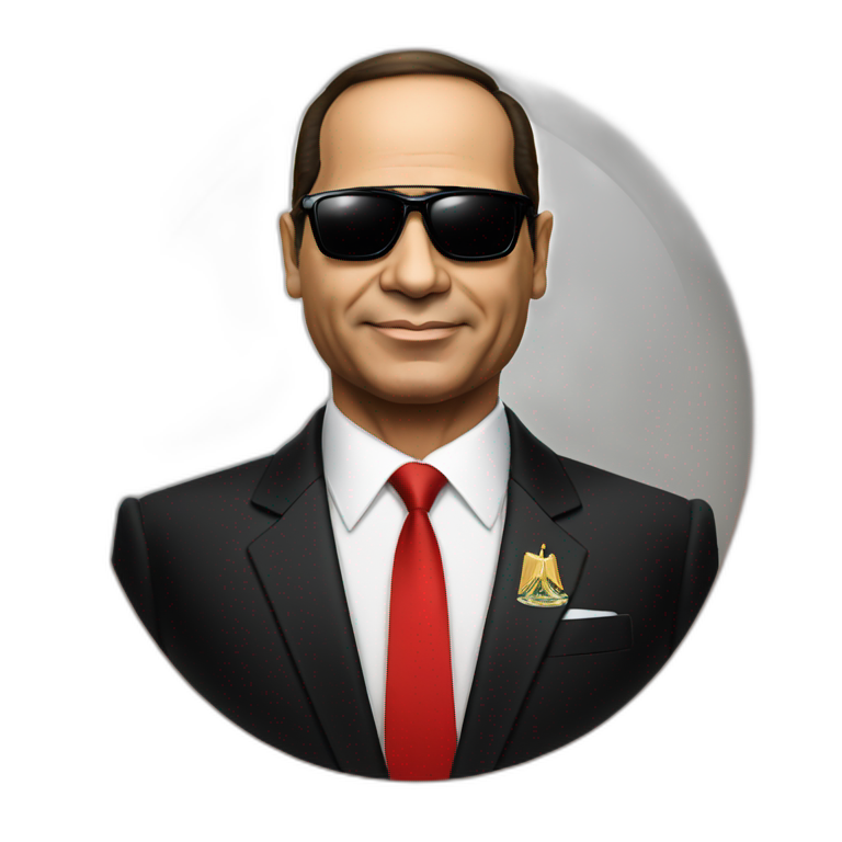 Egyptian President Al Sisi in a tuxedo wearing sun glasses with egyptian flag emoji