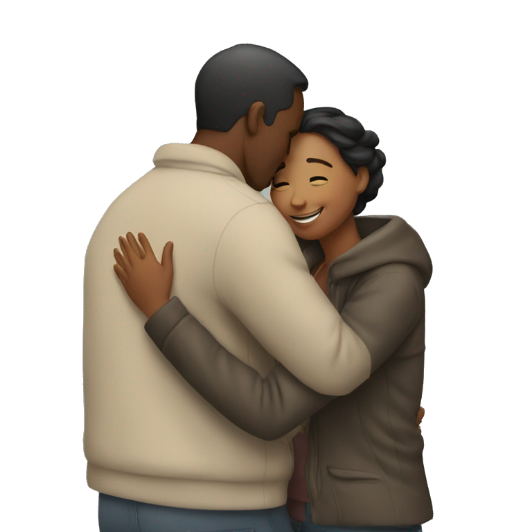 Woman hugging a man emoji