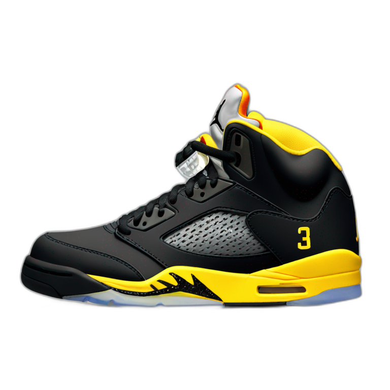 Nike Jordan 5 black and yellow emoji