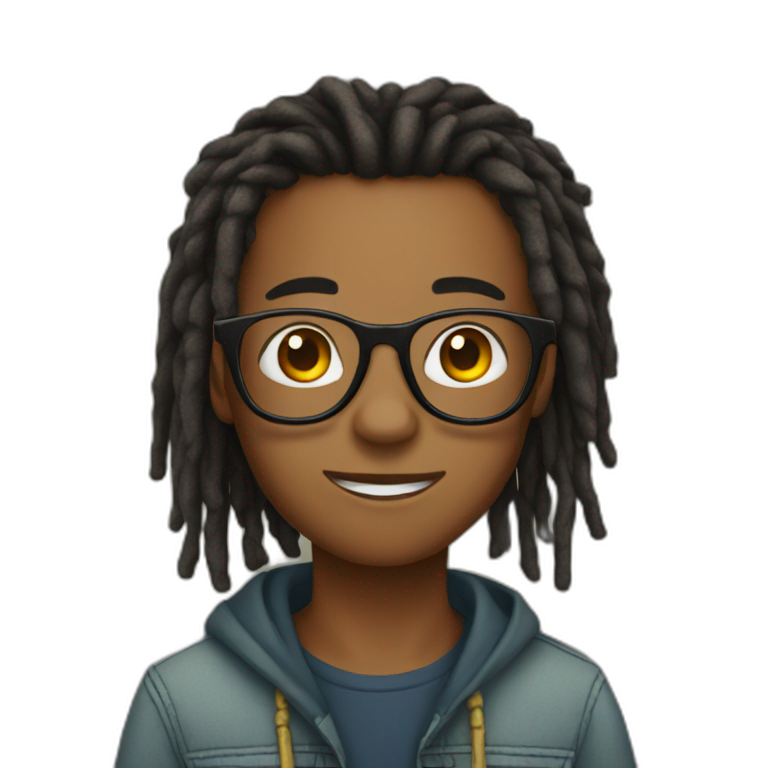 Boy with dreads and glasses emoji
