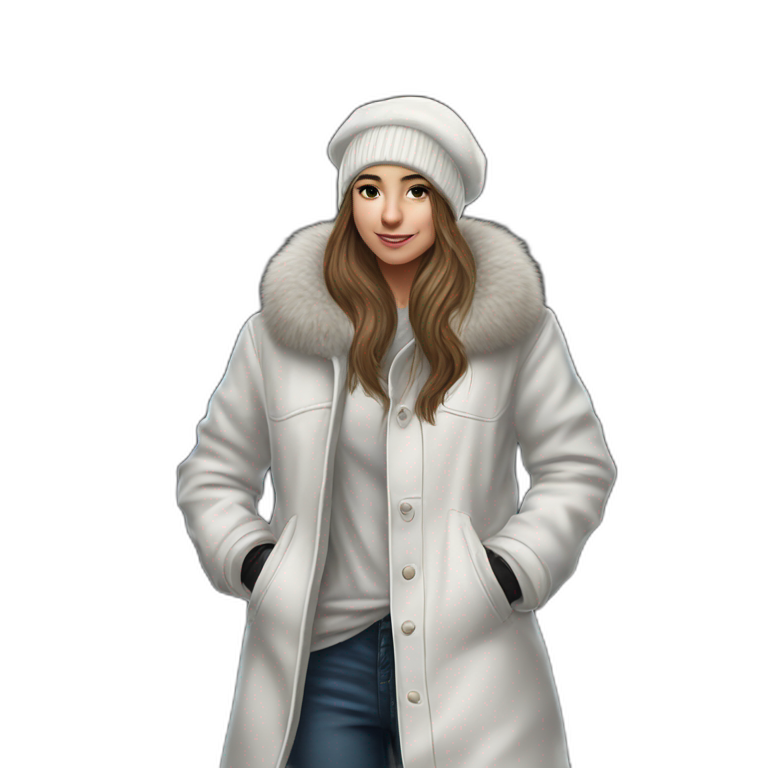 winter girl in white coat emoji