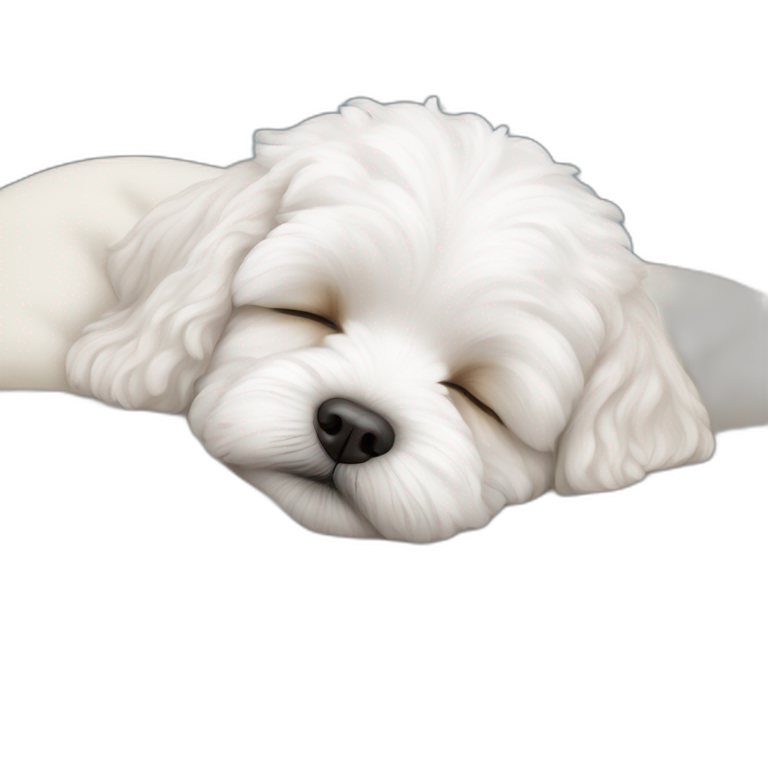 White maltipoo sleeping emoji