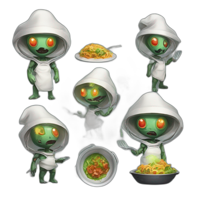 alien chef scifi roguelike rpg style inspired by slay the spire digital art emoji