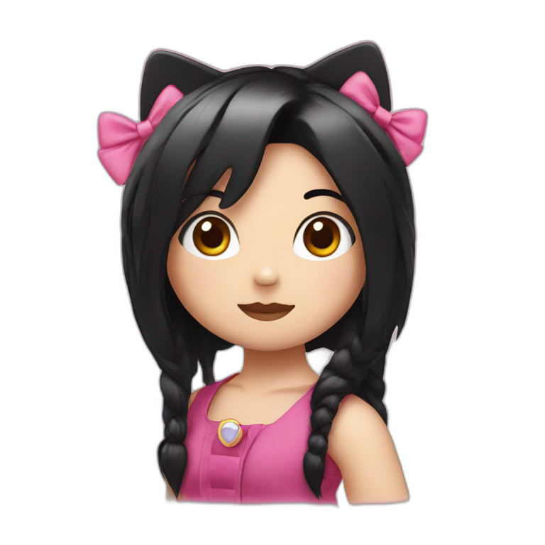 Hello kitty with straight black hair  emoji