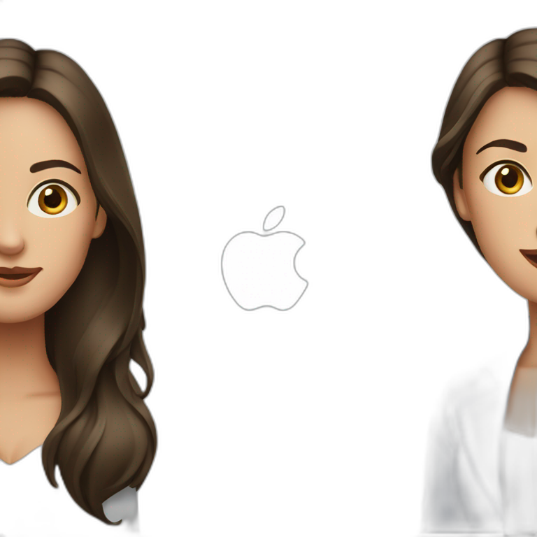 2 brunettes women in front of macbook emoji
