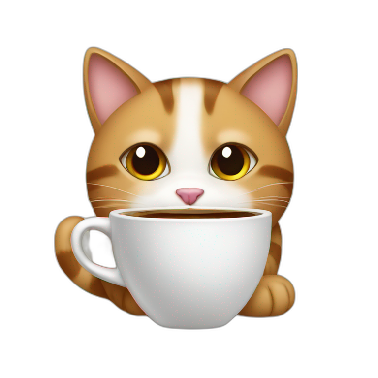 Cat with coffee emoji
