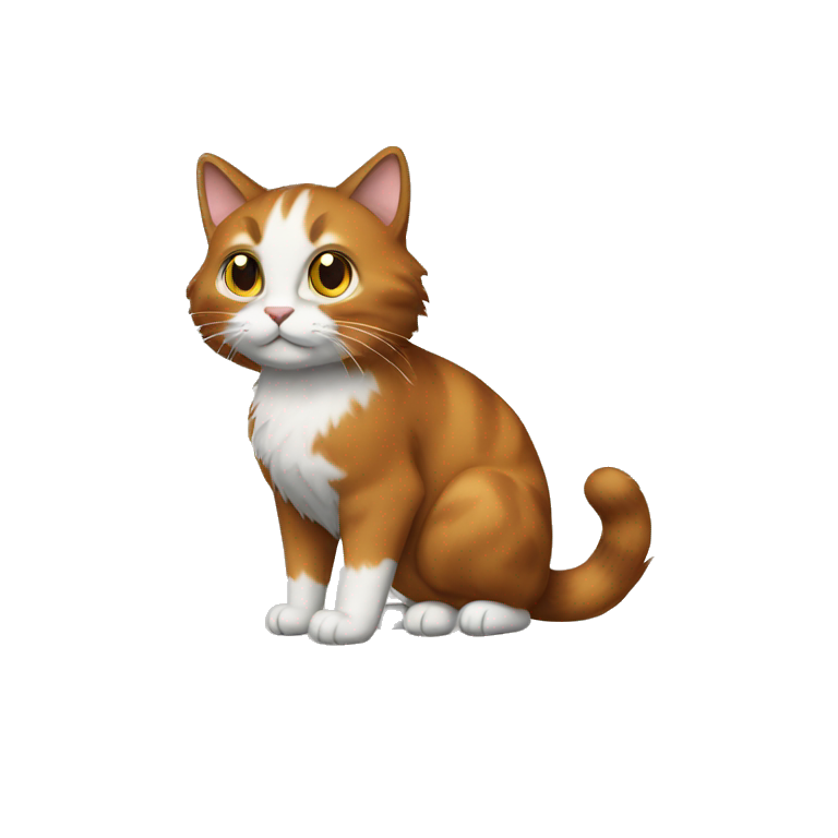 furry cat, brown tail, full body emoji
