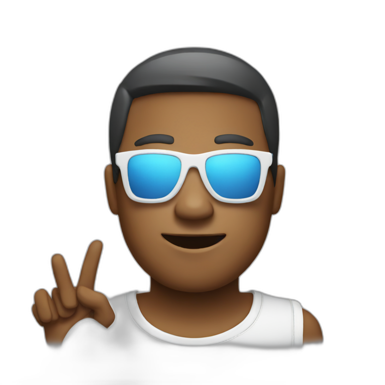 Emojis square wearing sunglasses with peace hand emoji