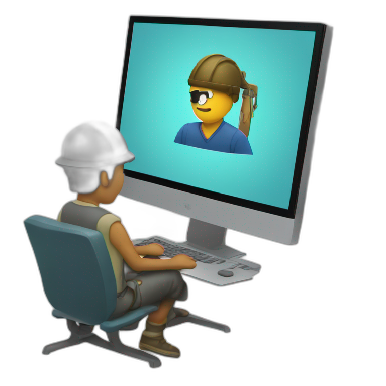 a fisher in front of a computer emoji