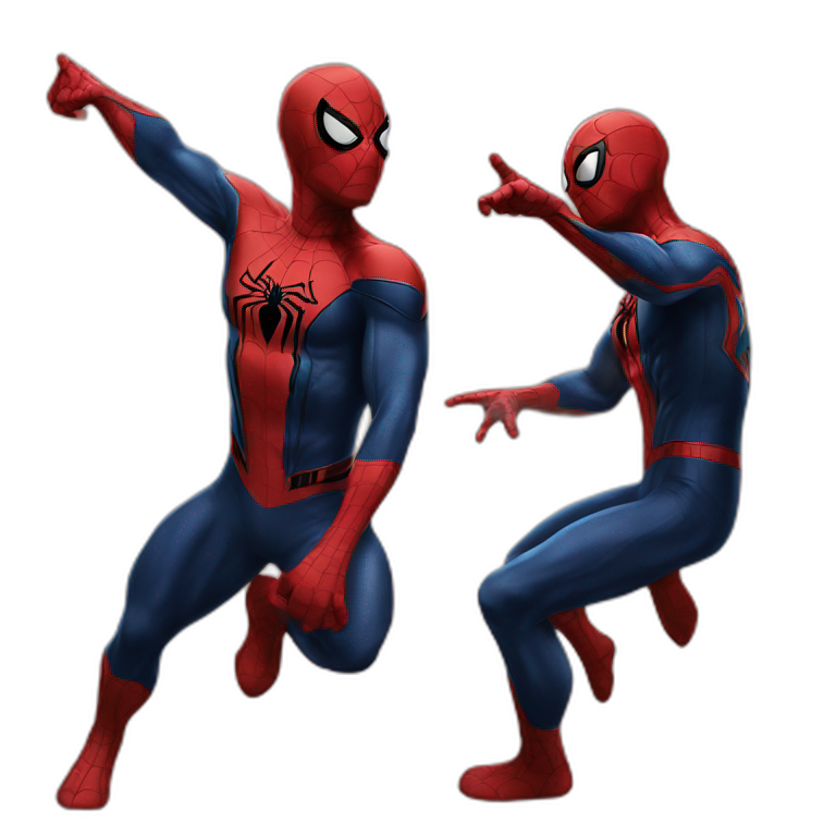 two spiderman pointing meme emoji