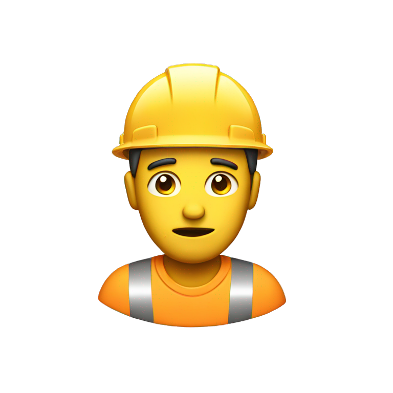 hard working unhappy man with construction hat emoji