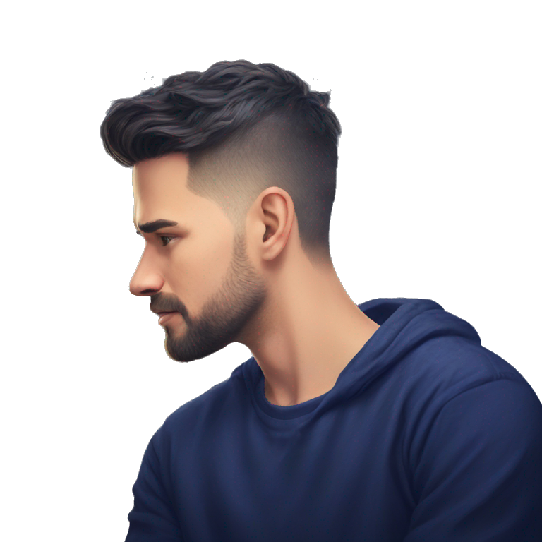 black haired man in profile emoji