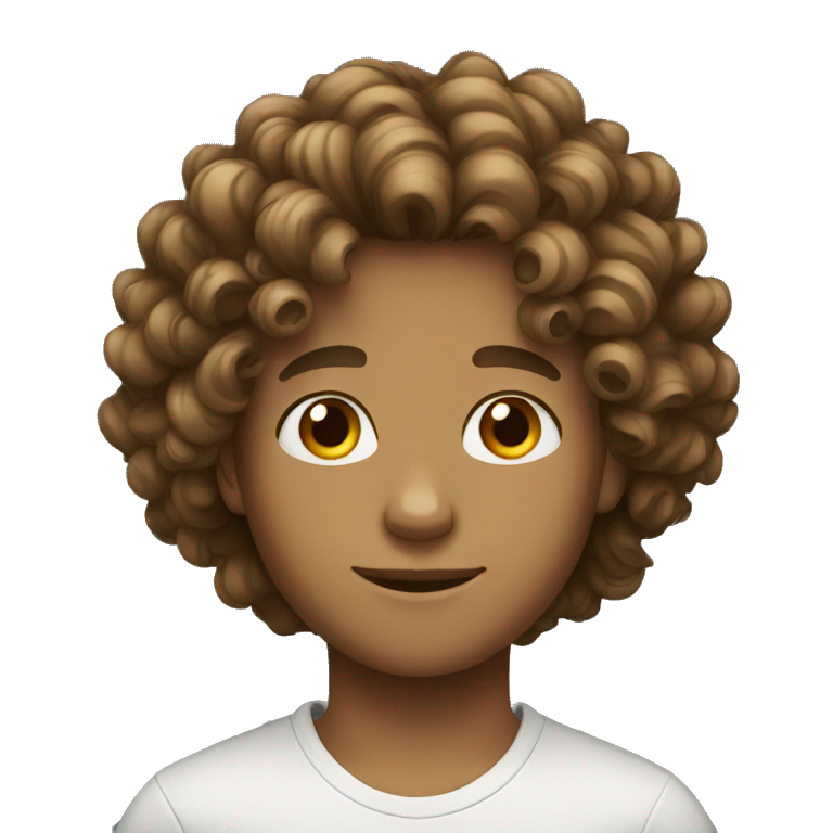 Boy with long curly hair brown  emoji