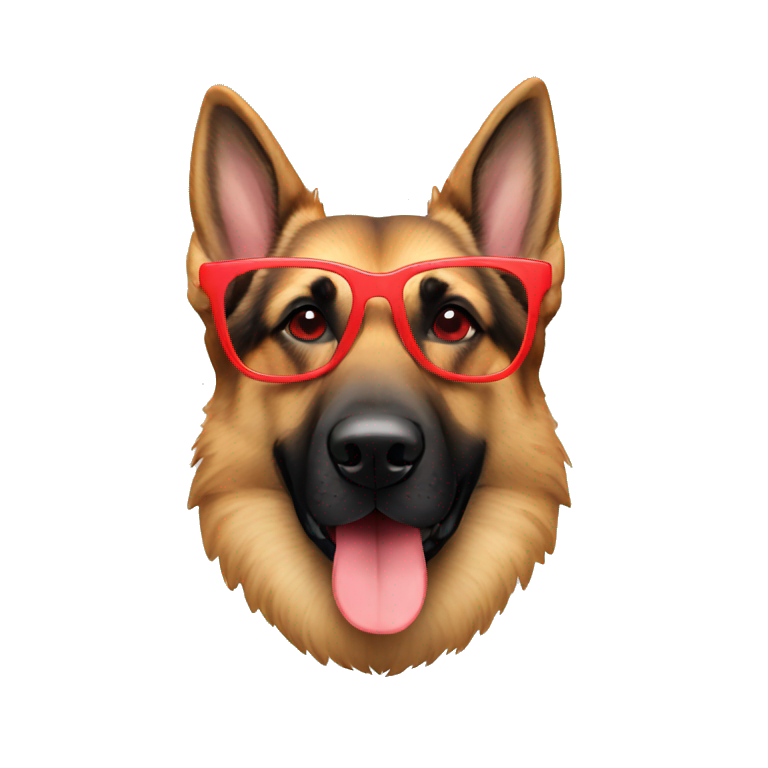German Shepard with red glasses  emoji