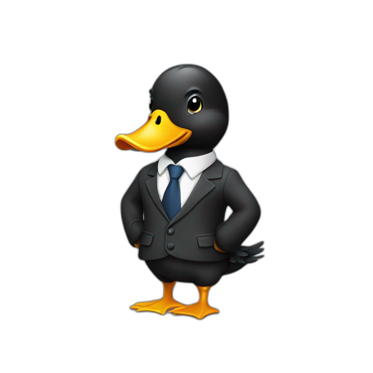 black duck on suit working emoji