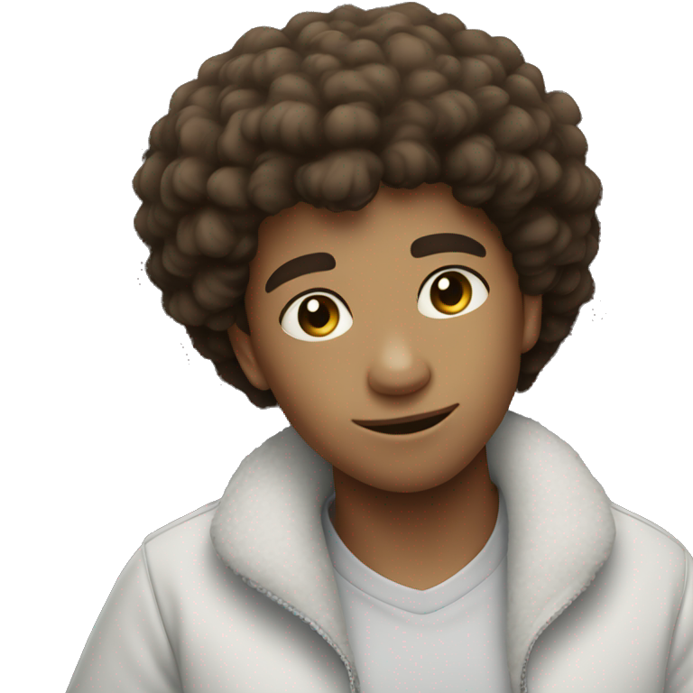 afro boy in white shirt emoji