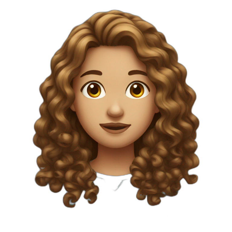 Girl with long curly brown hair emoji