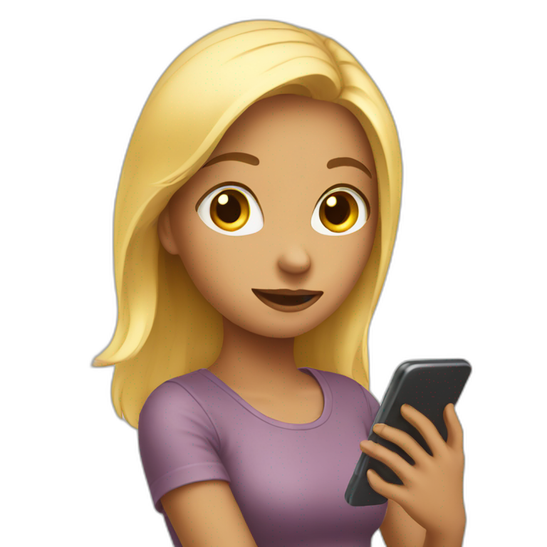 Girl scrolling phone emoji