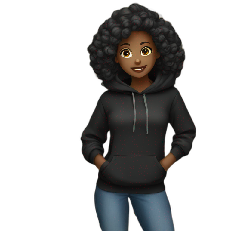 Black girl black hoodie  emoji