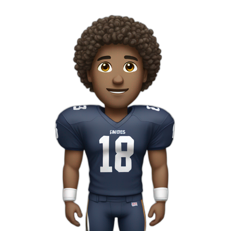 Quarterback with curly hair and white complexion emoji