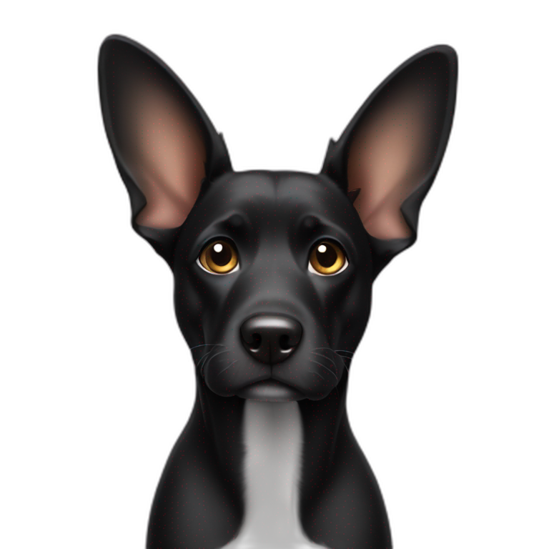 black dog with big up ears emoji