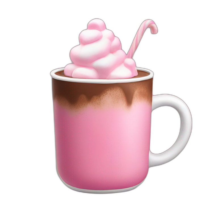 hot chocolate with pink marshmallow emoji