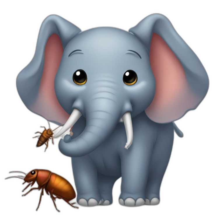 elephant hugging cockroach emoji