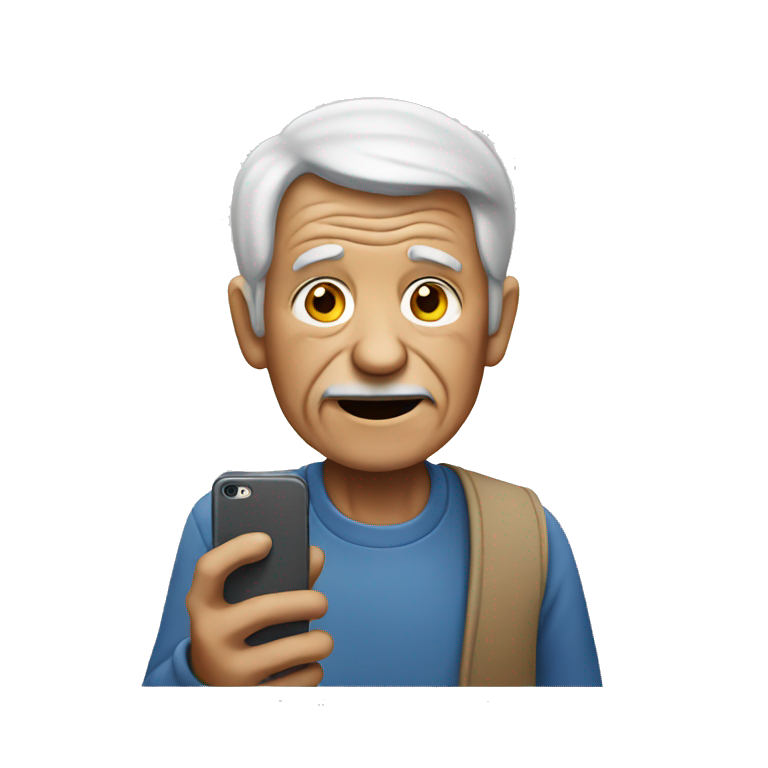 old man using an iphone emoji
