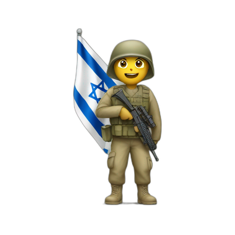 A soldier holding an Israeli flag emoji