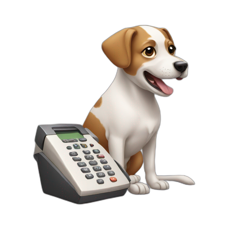 Dog playing phone emoji