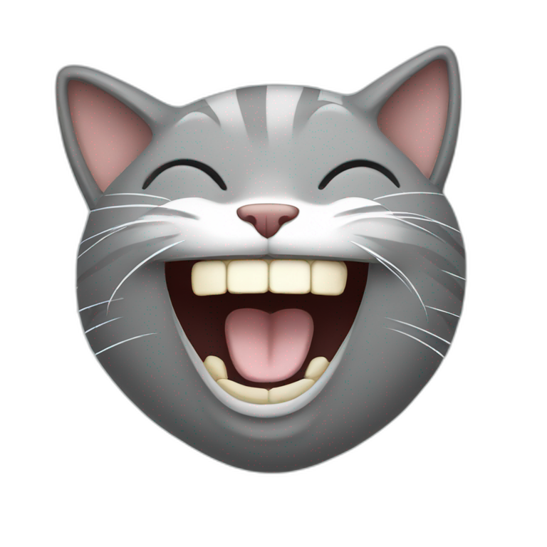Grey cat laughing emoji