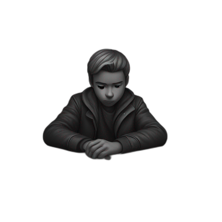 focused boy in grayscale emoji