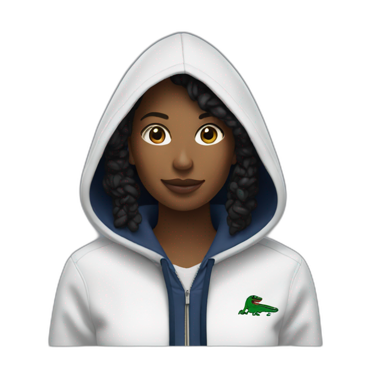 Black ladie using lacoste hoodie emoji