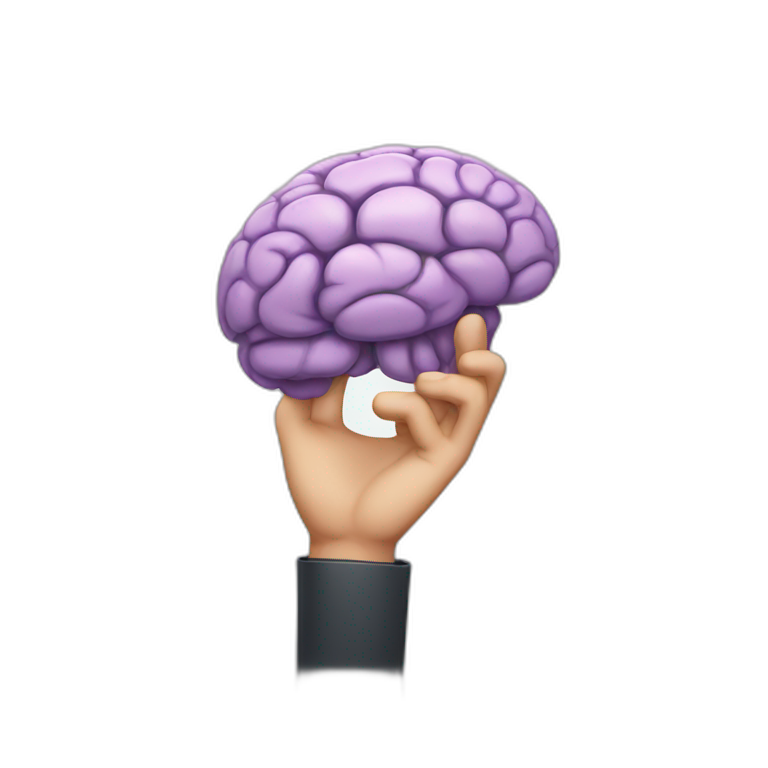 man holding brain in his hand emoji