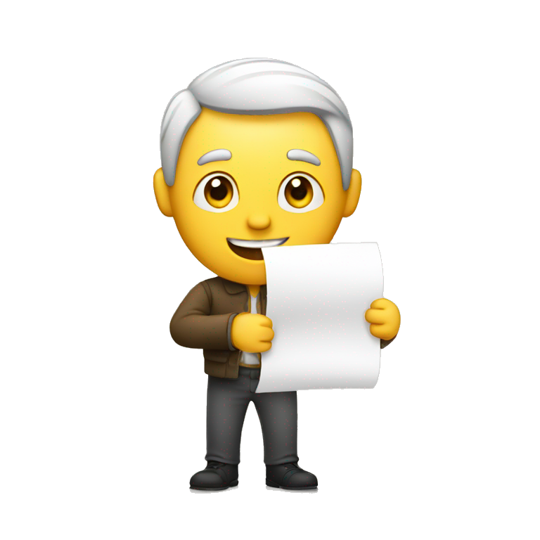 man showing a sheet of paper emoji