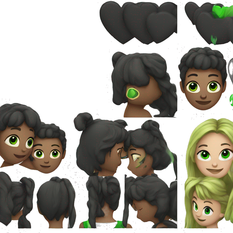 Half black heart and half green heart emoji