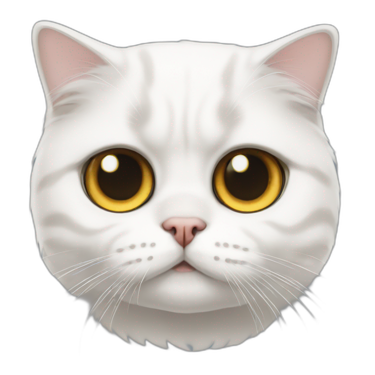 one-eyed white scottish-fold cat emoji