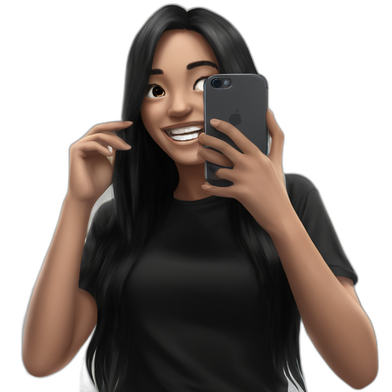 happy girl taking selfie photo emoji