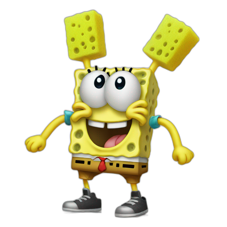 Sponge Bob at a rave emoji