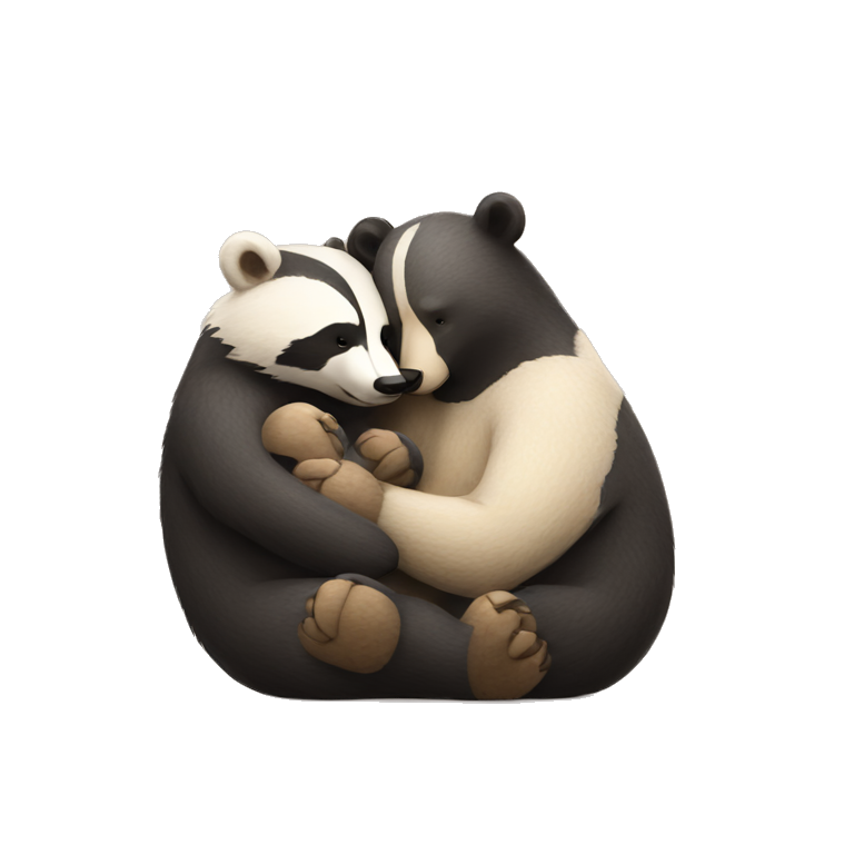 Bear and badger cuddling emoji