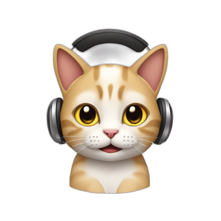 Cat listening to music emoji