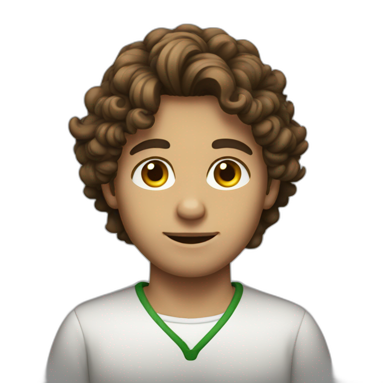 Young men type italian with long curly brown hair emoji