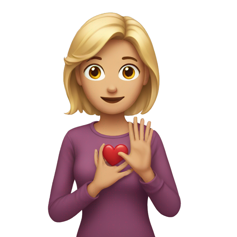 women with hand heart emoji